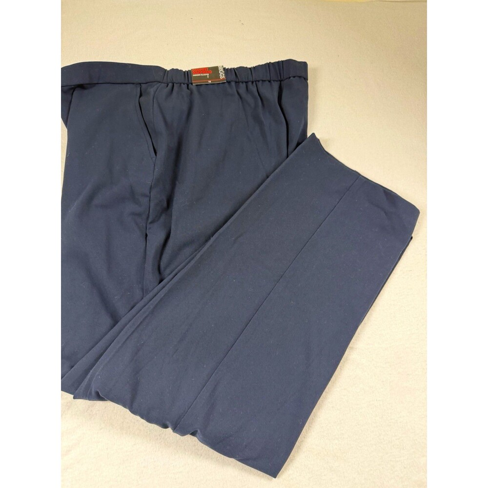 Briggs Womens Dress Pants Size 16 Navy Pull On Elastic Waist Straight Leg 415